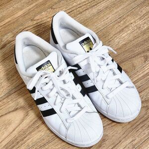 Adidas Superstar White Black Stripe Shell Toe Sneakers Women's 6.5
